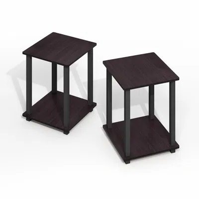 Furinno Simplistic End Table, Set Of Two, Dark Mocha In Brown
