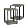 Furinno Simplistic End Table, Set Of Two, French Oak Grey/black, 12127gyw/bk