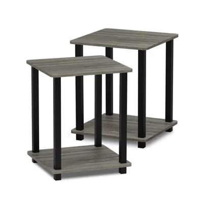 Furinno Simplistic End Table, Set Of Two, French Oak Grey/black, 12127gyw/bk In Multi