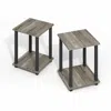 Furinno Simplistic End Table, Set Of Two, Grey Oak/black In Gray