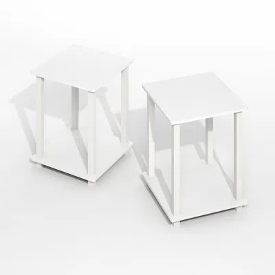 Furinno Simplistic End Table, Set Of Two, Plain White/white