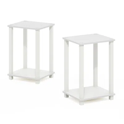 Furinno Simplistic End Table, Small, Set Of 2, White/white