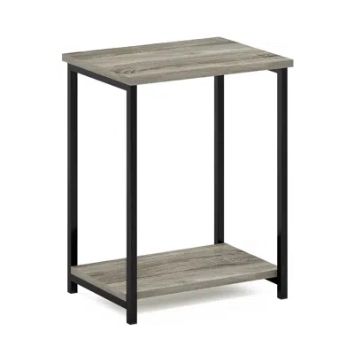 Furinno Simplistic Industrial Metal Frame End Table, 1-pack, French Oak In Gray