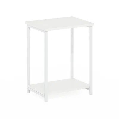Furinno Simplistic Industrial Metal Frame End Table, 1-pack, White/white