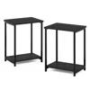 Furinno Simplistic Industrial Metal Frame End Table, 2-pack, Espresso