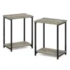 Furinno Simplistic Industrial Metal Frame End Table, 2-pack, French Oak