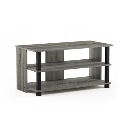 Furinno Sully 3-tier Tv Stand For Tv Up To 40, French Oak Grey/black, 17076gyw/bk In Brown