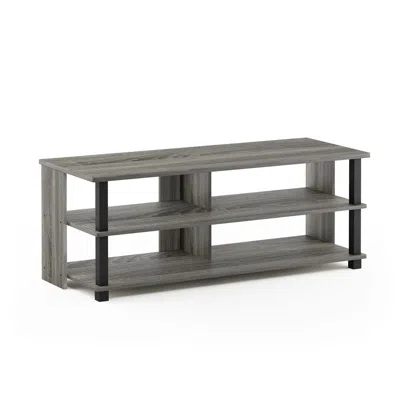 Furinno Sully 3-tier Tv Stand For Tv Up To 50, French Oak Grey/black, 17077gyw/bk In Gold