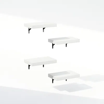 Furinno Tanna 15-inch Wall Mounted Bathroom Floating Display Shelves, Set Of 4 In White