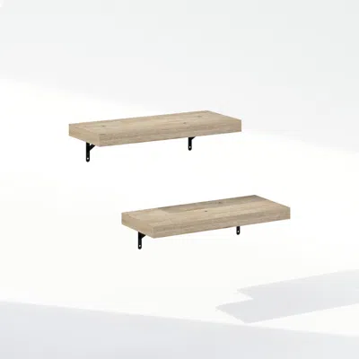 Furinno Tanna 22-inch Wall Mounted Bathroom Floating Display Shelves, Natural, Set Of 2 In Brown