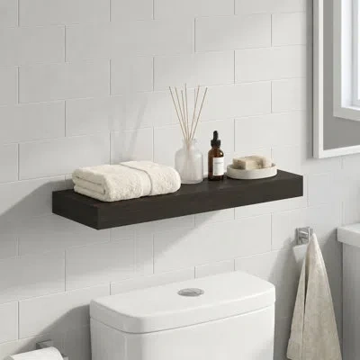 Furinno Tanna Floating Shelves For Wall, 9 X 24 Bathroom Wall Shelf, Wall Mounted Bathroom Organizers And St In Black
