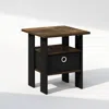 Furinno Tidur Bedside Table Nightstand With Bin Drawer, Amber Pine/black