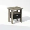 Furinno Tidur Bedside Table Nightstand With Bin Drawer, French Oak/black
