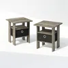 Furinno Tidur Bedside Table Nightstand With Bin Drawer, French Oak/black, Set Of 2
