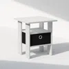 Furinno Tidur Bedside Table Nightstand With Bin Drawer, White/black In White