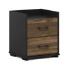 Furinno Tidur Modern Bedroom Bedside Tables Handle 2-drawer Chest Nightstand, Columbia Walnut/black