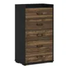 Furinno Tidur Modern Organization And Storage Handle Bedroom 5-drawer Chest Dresser, Columbia Walnut/black