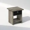 Furinno Tidur Nightstand, Bedside Table Storage Shelf With Bin Drawer, French Oak/black In Brown