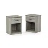Furinno Tidur Nightstand With Handle With One Drawer, Set Of 2, French Oak Grey