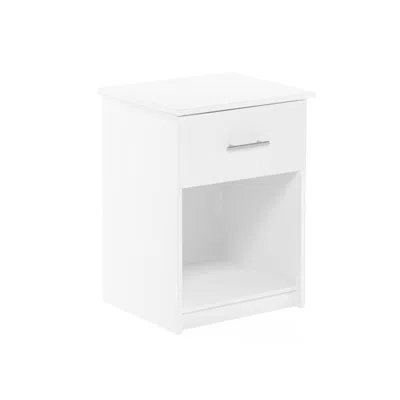 Furinno Tidur Nightstand With Handle With One Drawer, Solid White In Black