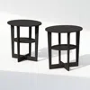 Furinno Tidur Oval Nightstand, Bedside Table With Open Shleves, Walnut, Set Of 2 In Black