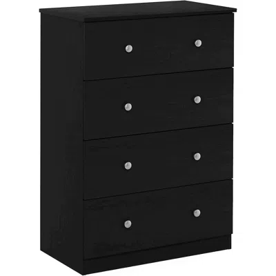Furinno Tidur Simple Design 4-drawer Dresser, Americano In Black