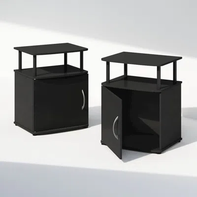 Furinno Tidur Utility Design Nightstand, Bedside Table, Black, Set Of 2
