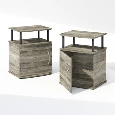 Furinno Tidur Utility Design Nightstand, Bedside Table, Black, Set Of 2