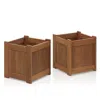 Furinno Tioman Hardwood Flower Box In Teak Oil, Pack Of 2, 2-fg16450