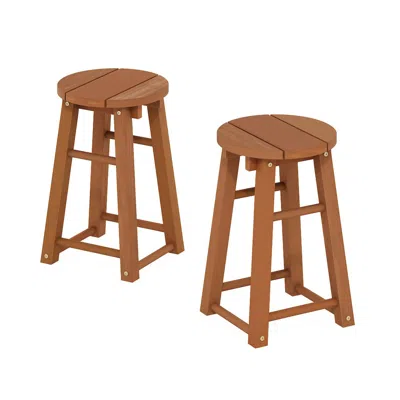 Furinno Tioman Outdoor Hardwood 18 Bar Stool In Teak Oil, Set Of 2, Natural In Brown