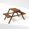 Furinno Tioman Outdoor Hardwood 3-tier Freestanding Plant Stand, Plant Shelf Organizer In Brown