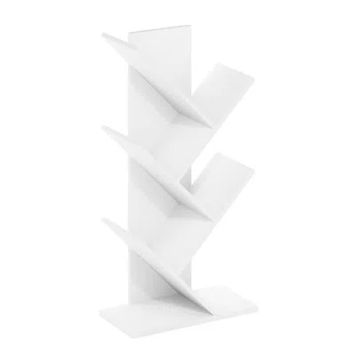 Furinno Tree Bookshelf 5-tier Floor Standing Tree Bookcase, White