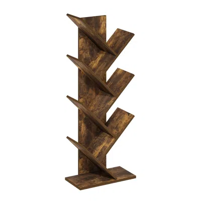 Furinno Tree Bookshelf 7-tier Floor Standing Tree Bookcase, Amber Pine In Brown