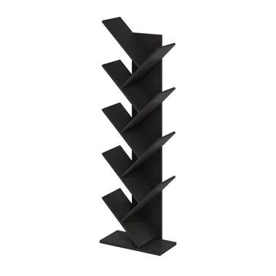 Furinno Tree Bookshelf 9-tier Floor Standing Tree Bookcase, Espresso In Black