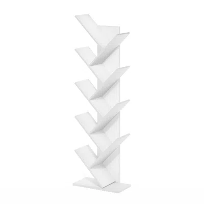 Furinno Tree Bookshelf 9-tier Floor Standing Tree Bookcase, White