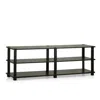 Furinno Tst No Tools 3-tier Wide Shoe Storage Rack, Dark Brown/black