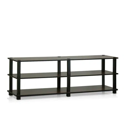 Furinno Tst No Tools 3-tier Wide Shoe Storage Rack, Dark Brown/black