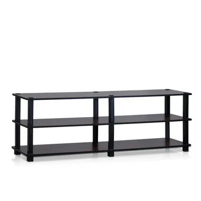 Furinno Tst No Tools 3-tier Wide Shoe Storage Rack, Dark Cherry/black