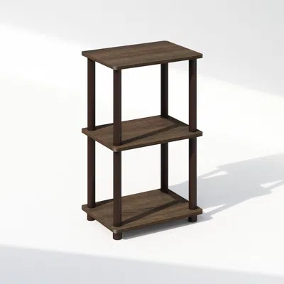 Furinno Turn-n-tube 2-tier End Table, Side Table, Walnut/brown