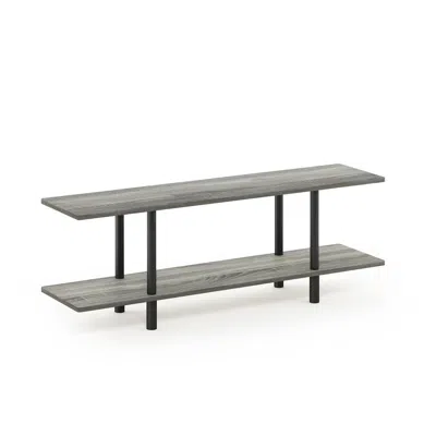 Furinno Turn-n-tube 2-tier Multipurpose Wide Shelf, French Oak Grey/black