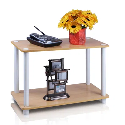 Furinno Turn-n-tube 2-tier No Tools Tube Shelf/end Table, Beech/white