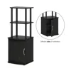 Furinno Turn-n-tube 2-tier Tall Tv Entertainment Side Table Display Rack With Storage Cabinet, Blackwood/bla