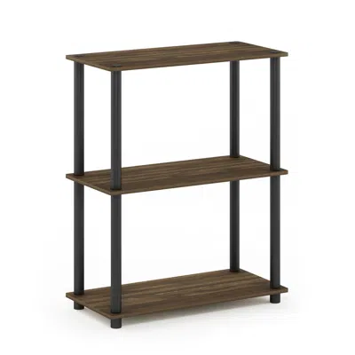 Furinno Turn-n-tube 3-tier Compact Multipurpose Shelf Display Rack, Columbia Walnut/black In Brown
