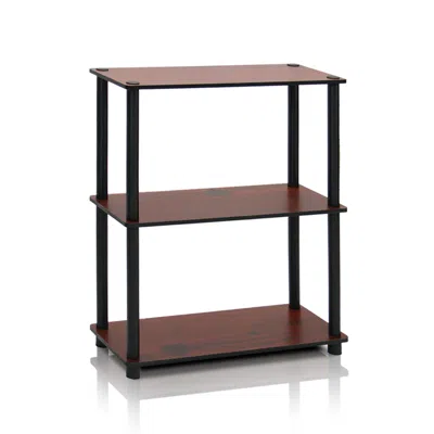 Furinno Turn-n-tube 3-tier Compact Multipurpose Shelf Display Rack, Dark Cherry In Brown