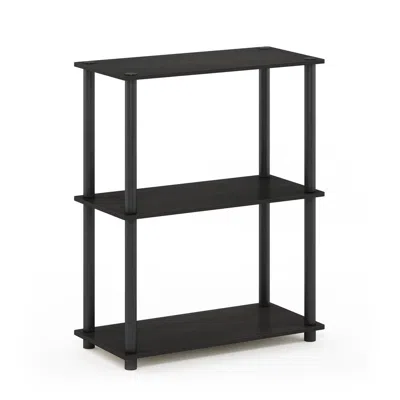 Furinno Turn-n-tube 3-tier Compact Multipurpose Shelf Display Rack, Espresso/black In Brown