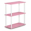 Furinno Turn-n-tube 3-tier Compact Multipurpose Shelf Display Rack, Pink/white, 10024pi/wh