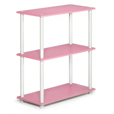 Furinno Turn-n-tube 3-tier Compact Multipurpose Shelf Display Rack, Pink/white, 10024pi/wh