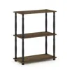 Furinno Turn-n-tube 3-tier Compact Multipurpose Shelf Display Rack With Classic Tube, Columbia Walnut/black