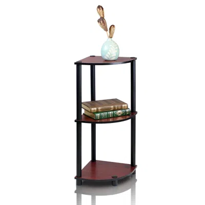 Furinno Turn-n-tube 3-tier Corner Display Rack Multipurpose Shelving Unit, Dark Cherry/black In Brown