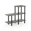 Furinno Turn-n-tube 3-tier Cube Ladder Shelf, French Oak Grey/black